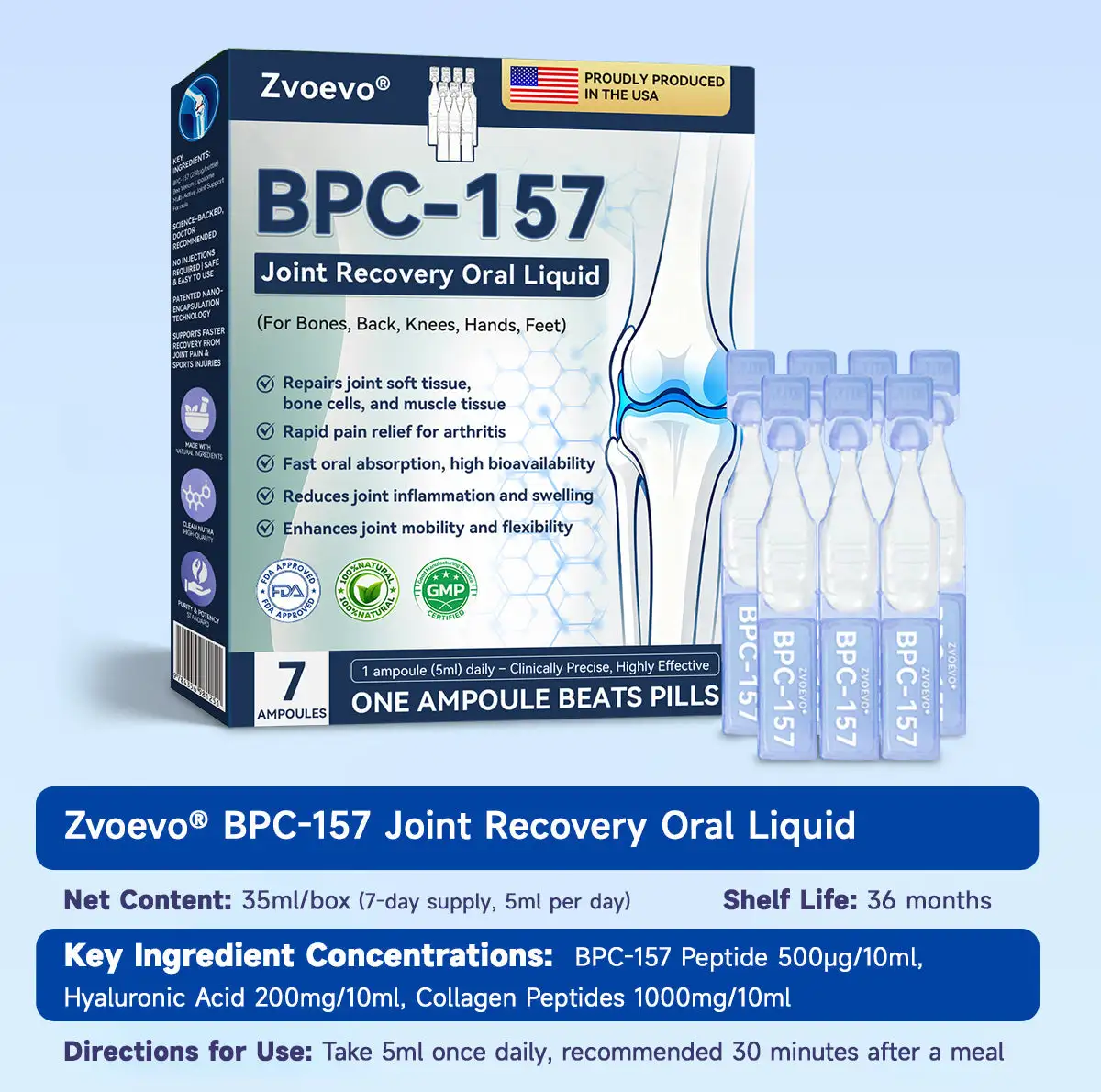 Zvoevo® BPC-157 Stabilized-Peptide Joint Recovery Oral Liquid