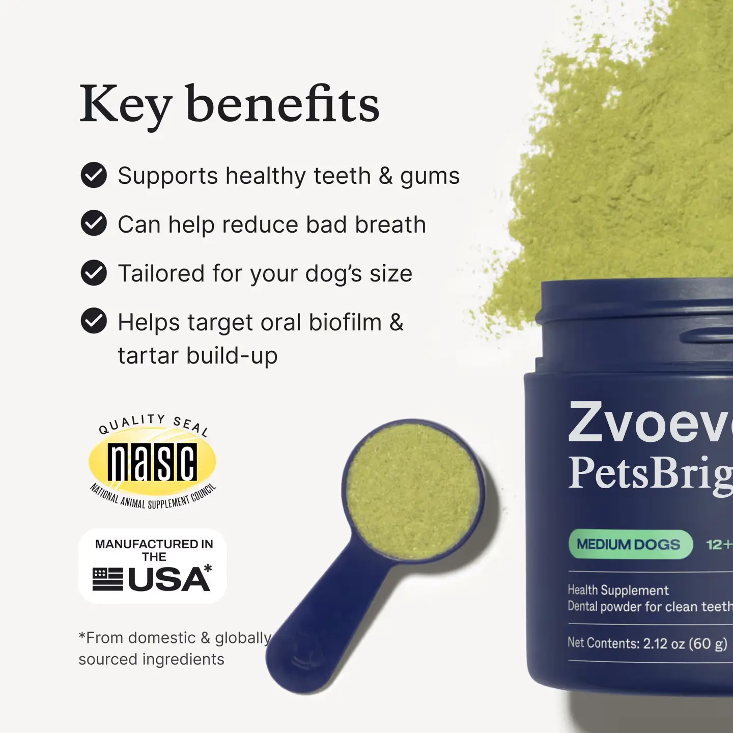 Zvoevo® PetsBright Advanced Dental Powder for Clean Teeth & Fresh Breath